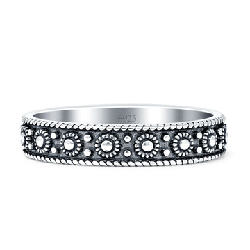 Oxidized Beaded Floral Ring